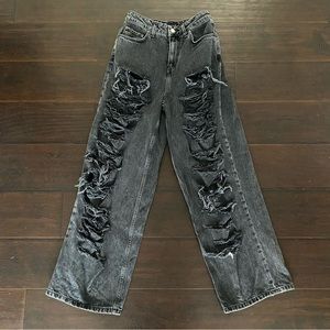 ASOS Design 90s Wide Leg Super Distressed Black Denim Jeans